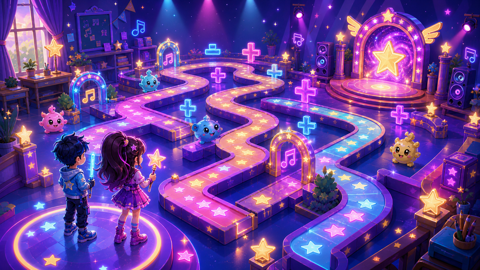 Neon labyrint med matematik